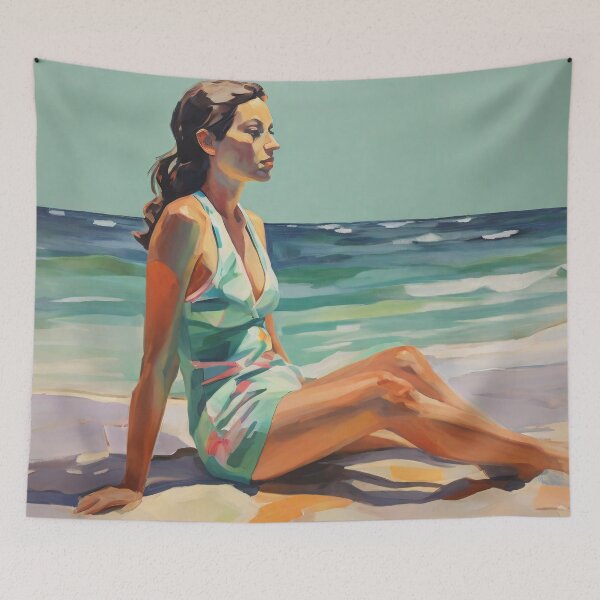 Item preview, Painting of a woman on the beach designed and sold by Working-Woman.