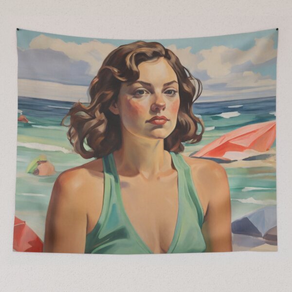 Item preview, Painting of a woman on the beach designed and sold by Working-Woman.
