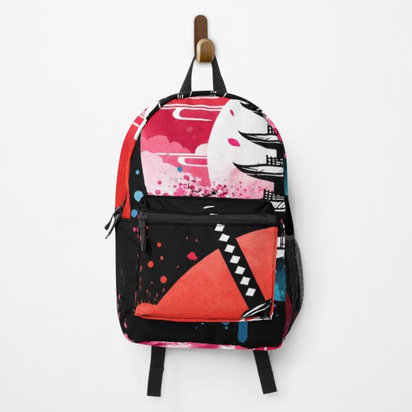 Item preview, Japanese landscape with katana, pagoda, cherry blossoms, modern style designed and sold by Pflugart.