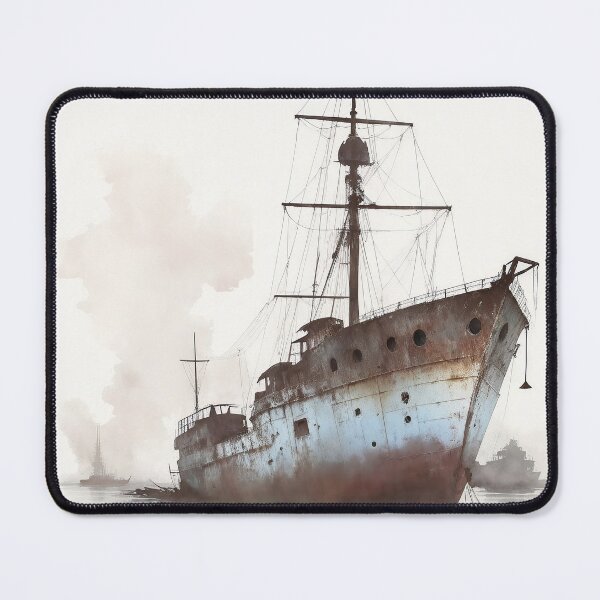 Item preview, Abandoned Ship near Ocean Watercolor Painting designed and sold by TheRedPixels.