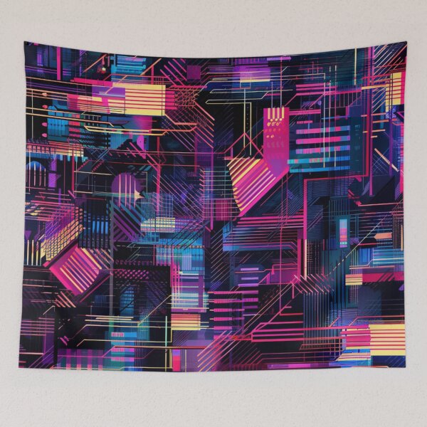 Item preview, Glitch Geometrical Cyberpunk Pattern designed and sold by GrinGalore.