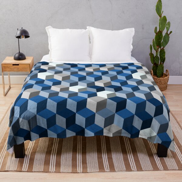 Item preview, Winter Blues 3D Cube Pattern designed and sold by Phil Tessier Too.