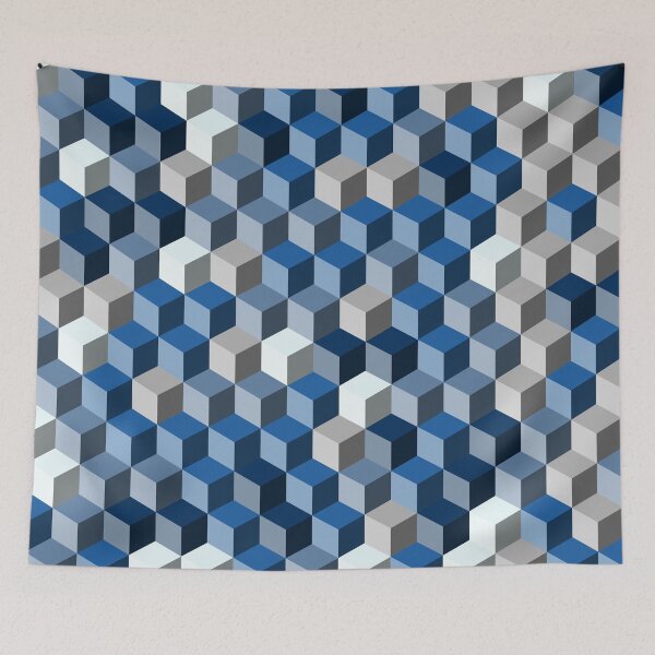 Item preview, Winter Blues 3D Cube Pattern designed and sold by Phil Tessier Too.