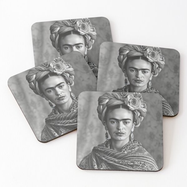 Item preview, Frida Kahlo portrait black and white designed and sold by ArtHouseNiklas.