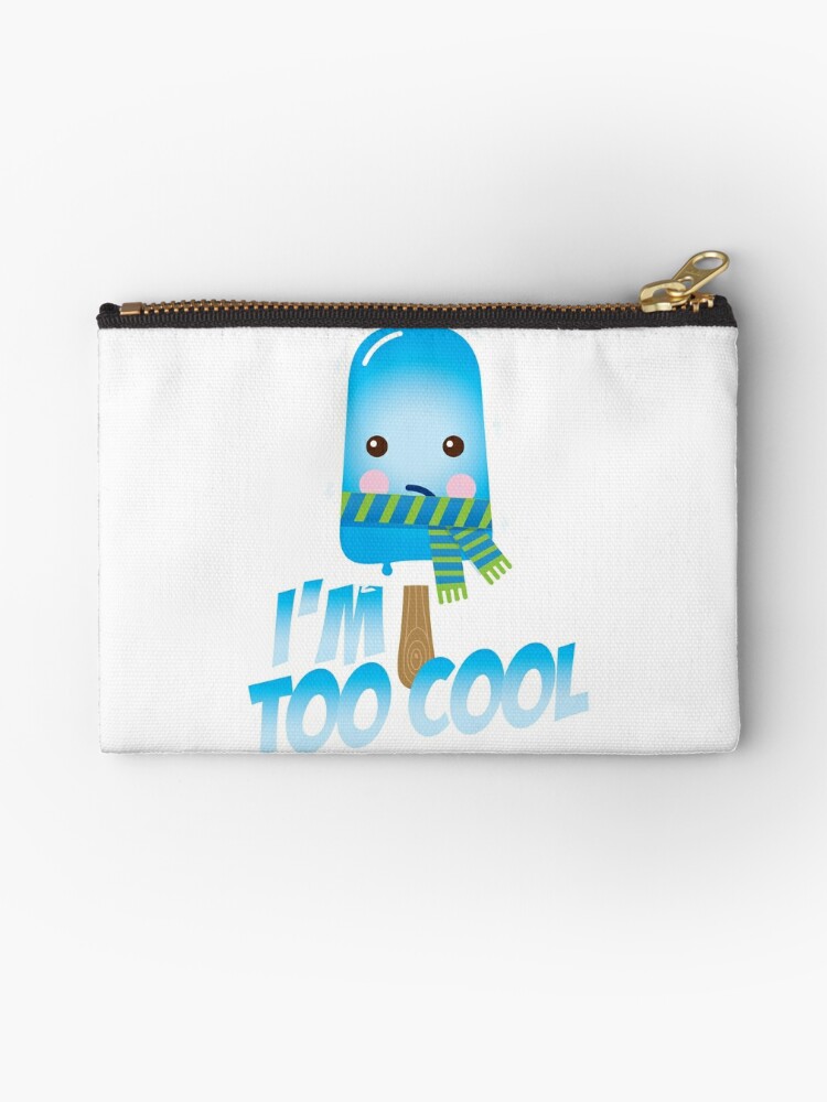 Funny Too Cool Sayings Cute Ice Cream Character With Scarf For Hot