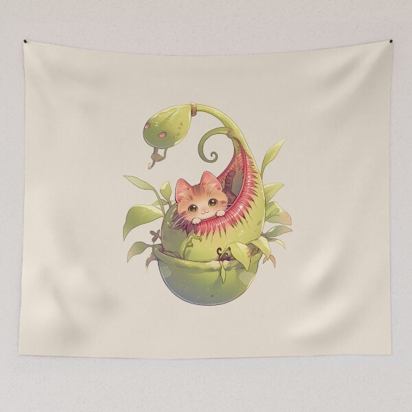 Item preview, Kawaii Kitten in Carnivorous Plant designed and sold by Catloaf Art.