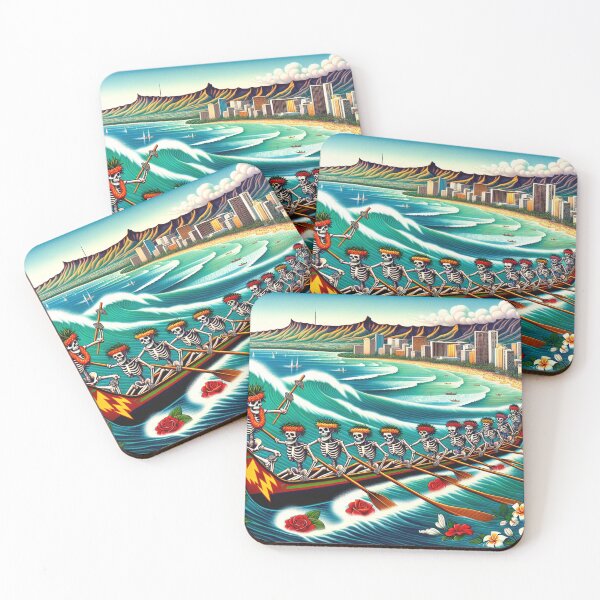 Item preview, Dead Skeleton Hawaiian Outrigger Grateful Canoe Paddlers designed and sold by HippieFarms11.