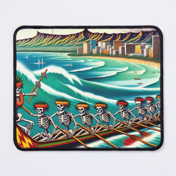 Item preview, Dead Skeleton Hawaiian Outrigger Grateful Canoe Paddlers designed and sold by HippieFarms11.
