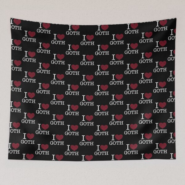 Item preview, I Love Goth NYC Style Red Heart Black Background designed and sold by Logo-A-GoGo.