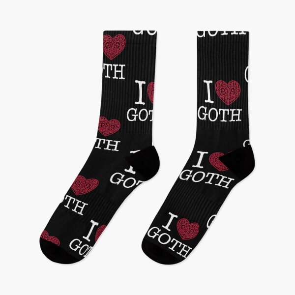 Item preview, I Love Goth NYC Style Red Heart Black Background designed and sold by Logo-A-GoGo.