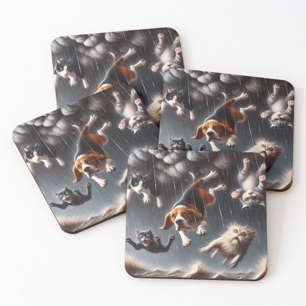 Item preview, Raining Cats and Dogs funny weather animal idiom designed and sold by bushwombat.