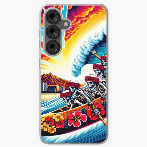 Vista previa del artículo con la obra «Dead Skull and Roses Agradecido paseo en canoa por la playa de Waikiki», diseñado y vendido por HippieFarms11.