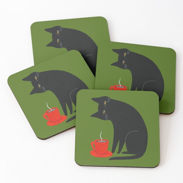 Item preview, Black Cat, Red Cup designed and sold by KilkennyCat Art.