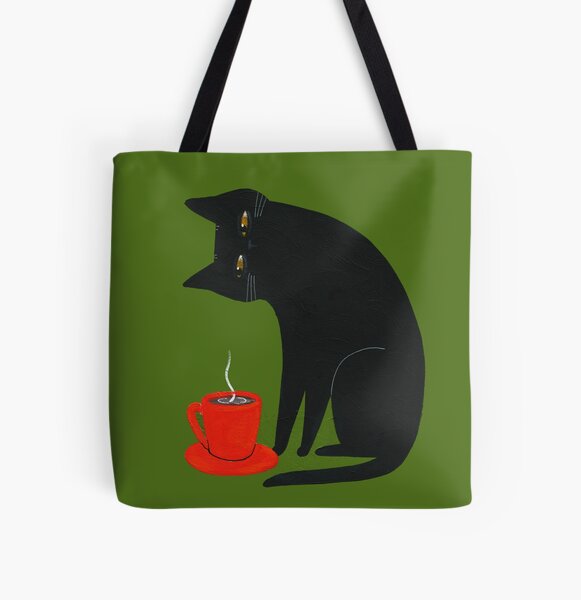 Item preview, Black Cat, Red Cup designed and sold by KilkennyCat Art.