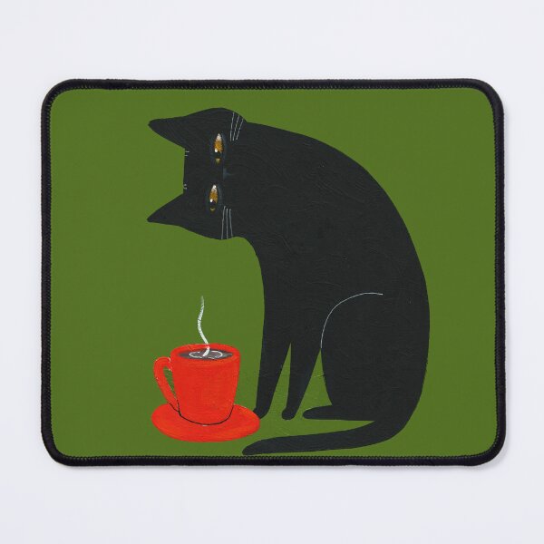 Item preview, Black Cat, Red Cup designed and sold by KilkennyCat Art.
