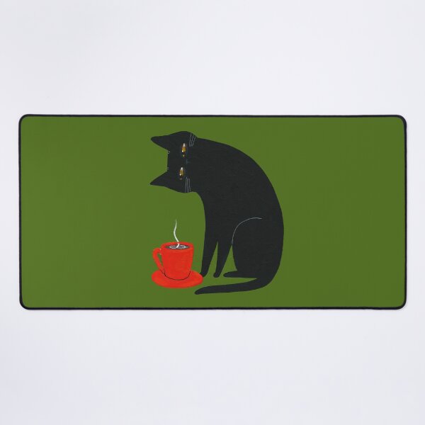 Item preview, Black Cat, Red Cup designed and sold by KilkennyCat Art.