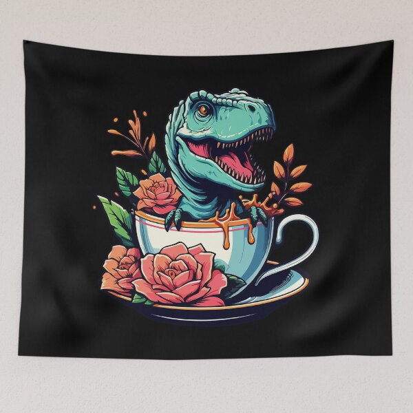 Item preview, Cute Colorful Tea rex with Flowers designed and sold by TomFrontierArt.
