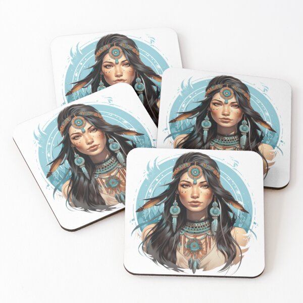 Item preview, Young Native American woman with hair and makeup according to her tribe designed and sold by cristina1001.