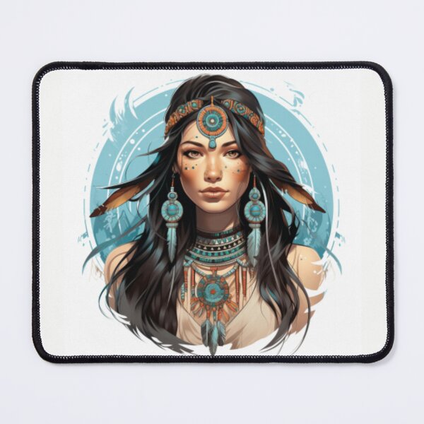 Item preview, Young Native American woman with hair and makeup according to her tribe designed and sold by cristina1001.