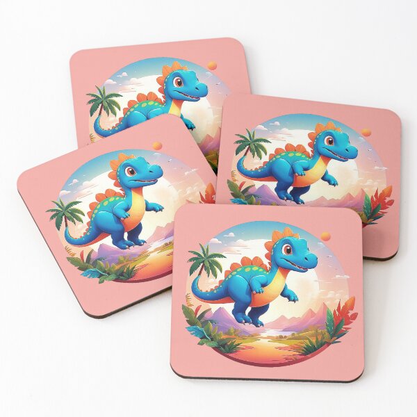 Item preview, Autumnal flight: Blue-orange dinosaur over oasis designed and sold by Minpadesign.