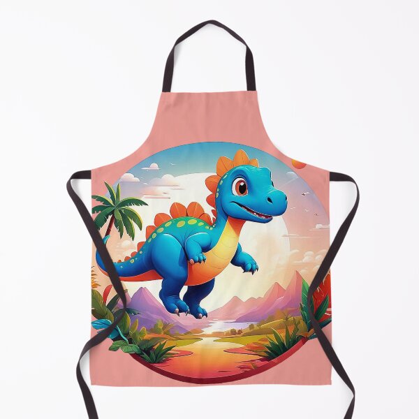Item preview, Autumnal flight: Blue-orange dinosaur over oasis designed and sold by Minpadesign.