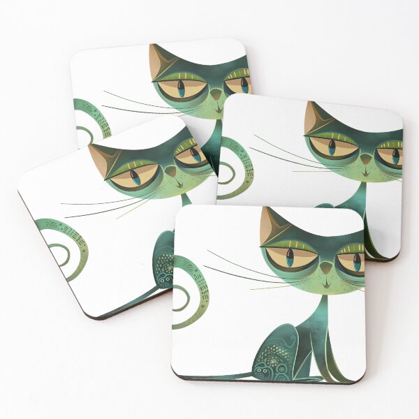 Item preview, green cat designed and sold by PricklyPeanut.