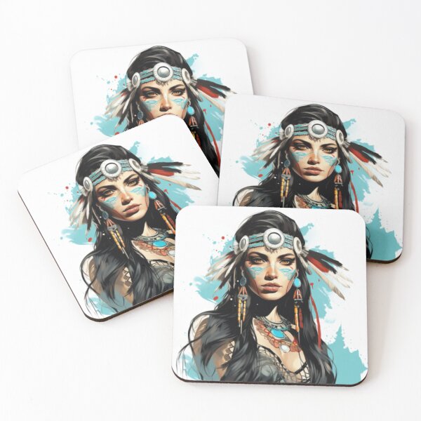 Item preview, Young Native American woman with hair and makeup according to her tribe designed and sold by cristina1001.