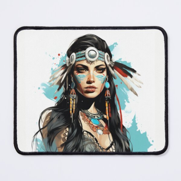 Item preview, Young Native American woman with hair and makeup according to her tribe designed and sold by cristina1001.