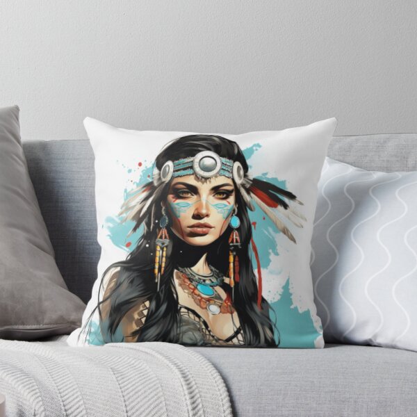 Item preview, Young Native American woman with hair and makeup according to her tribe designed and sold by cristina1001.