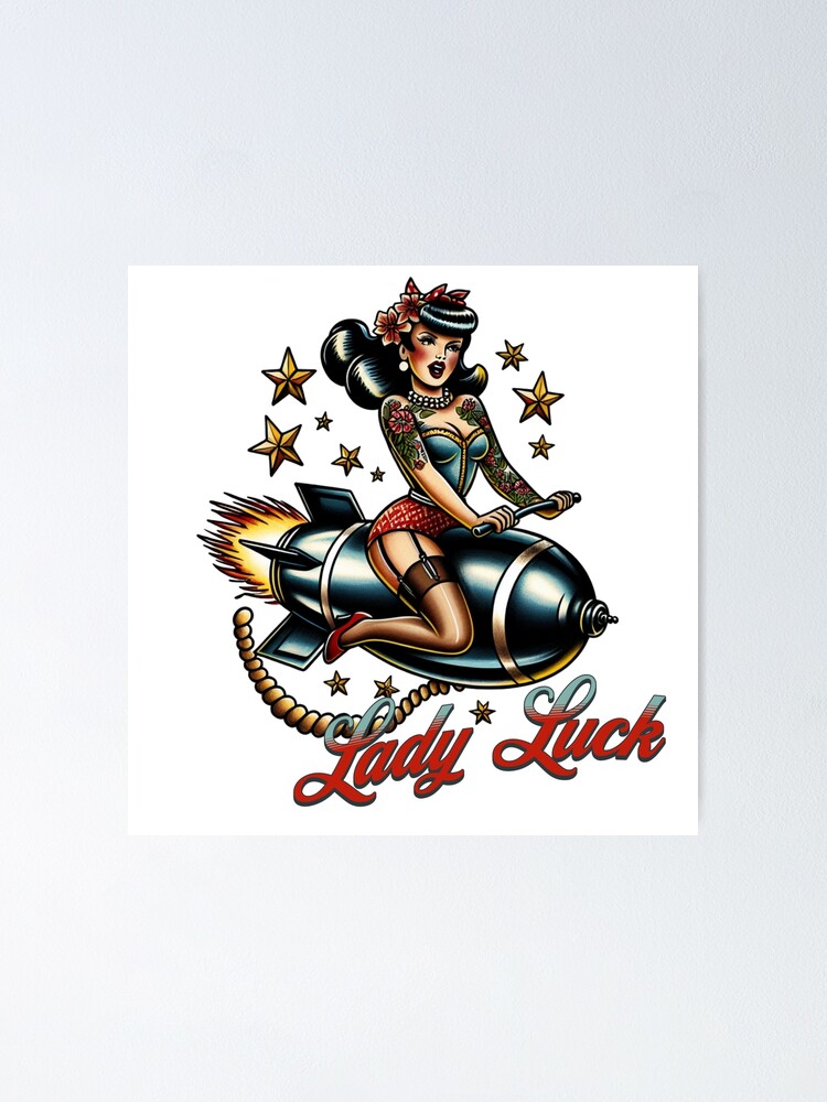Mens Lady Luck Super Nice Bomber Nose Art T-Shirt Mens Lady Luck Super Nice Bomber Nose Art T-Shirt
