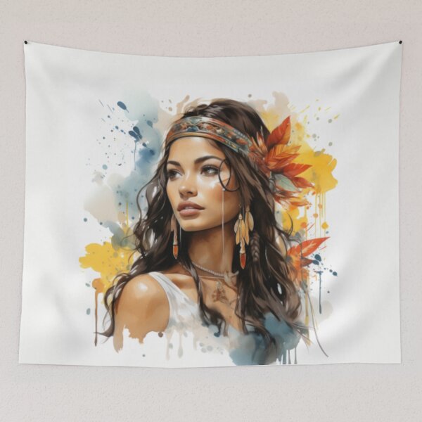 Item preview, Young Native American woman styled according to her tribe designed and sold by cristina1001.