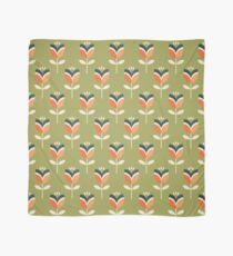 Retro Tulpe - Orange und Olivgrün Tuch