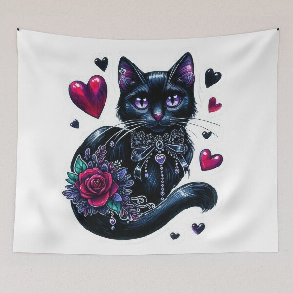 Item preview, Gothic cat goth valentines day Sticker designed and sold by Expressions-Sel.