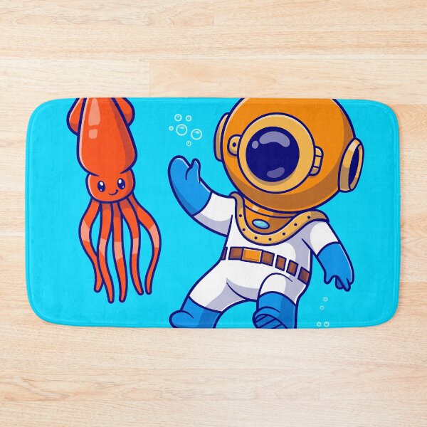 Item preview, marine Encounter: Cute Diver Swimming with Squid designed and sold by hjian8219.
