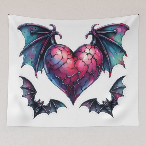 Item preview, Gothic heart with bat wings valentines day goth Sticker designed and sold by Expressions-Sel.