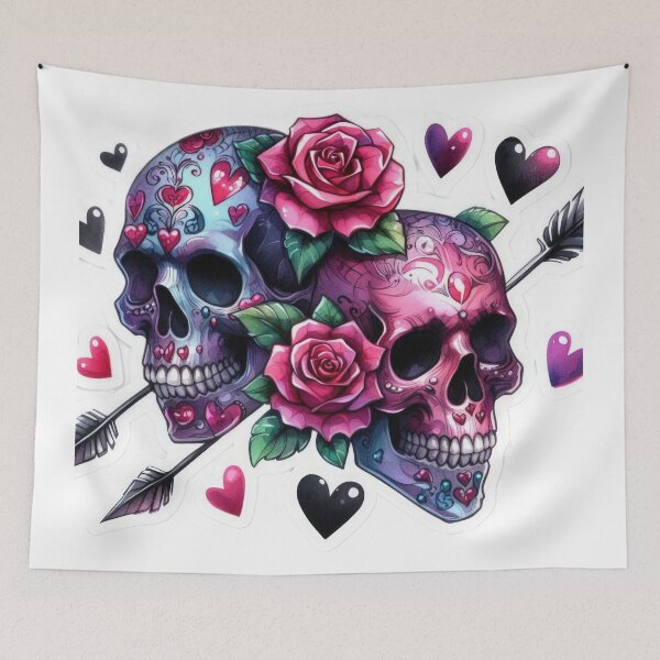 Item preview, Gothic valentines day skeleton goth Sticker designed and sold by Expressions-Sel.