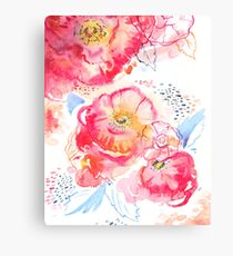 Watercolor abstract pink peony flowers Canvas Print