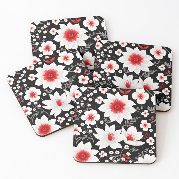 Item preview, White And Red Floral Digital Pattern designed and sold by Uday24.