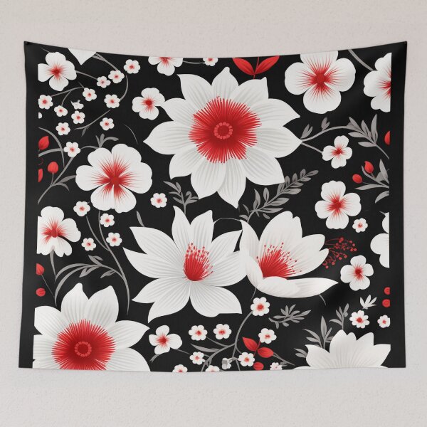Item preview, White And Red Floral Digital Pattern designed and sold by Uday24.