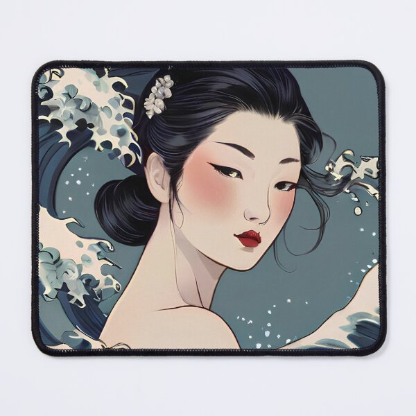 Item preview, Elegant Geisha Merged with Japanese Wave Art designed and sold by ImagineCorner.