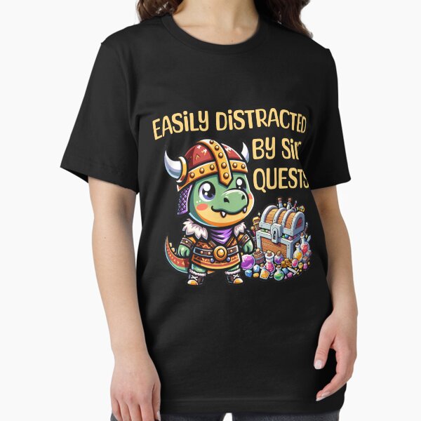 Aperçu de l'œuvre Facilement distrait par les quêtes secondaires T-shirt essentiel créée et vendue par WSNT.
