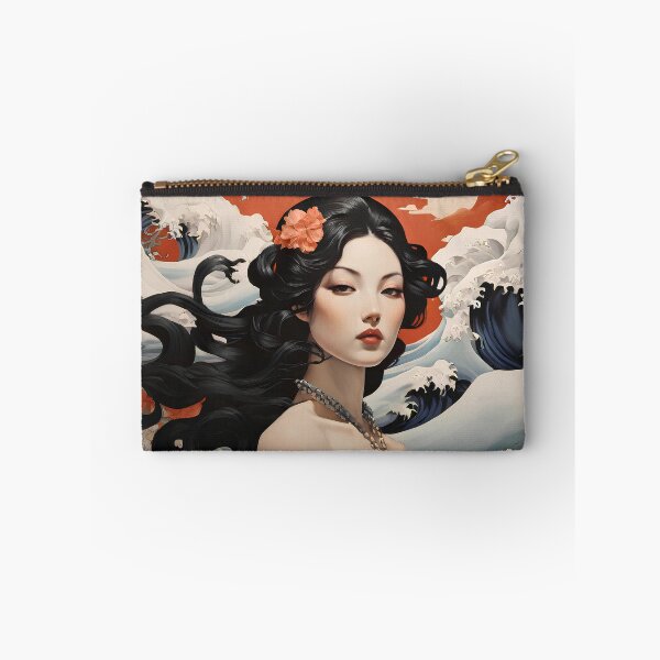 Item preview, Sophisticated Geisha with Ocean Waves Backdrop designed and sold by ImagineCorner.