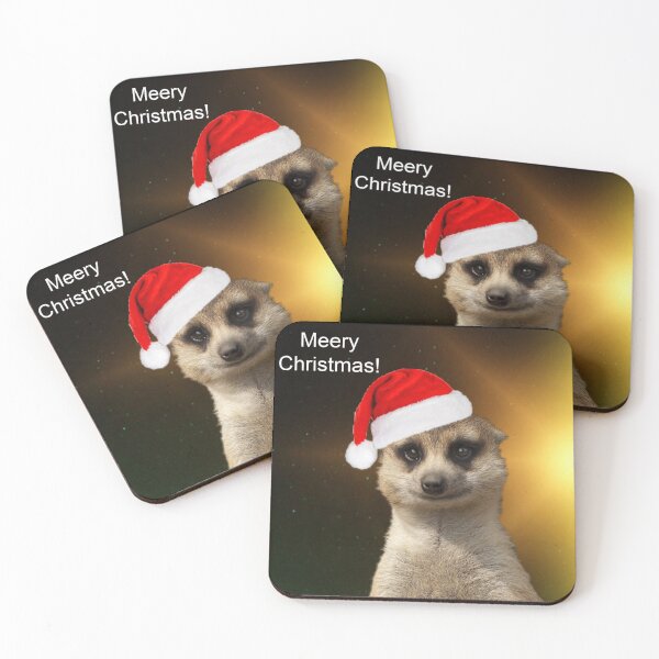 Item preview, Meerkat wearing Santa hat Meery Christmas pun cute animals designed and sold by Julieford.