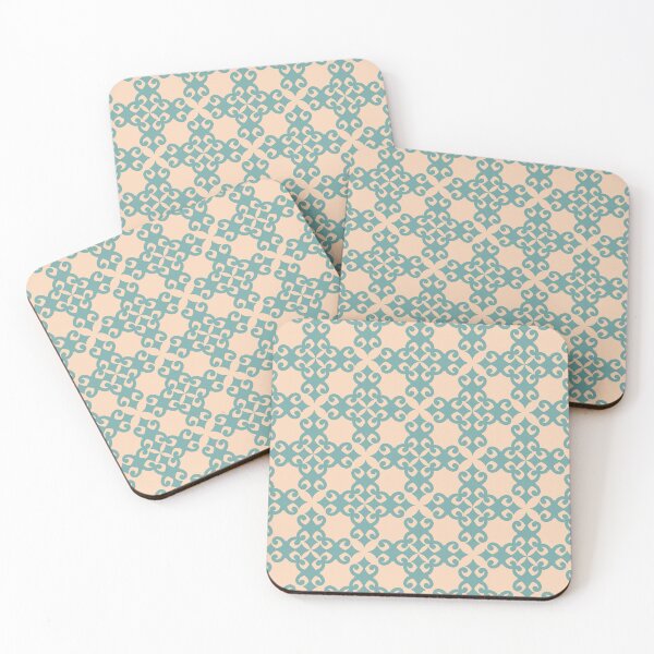 Item preview, Chinese inspired pattern turquoise beige designed and sold by Digitally-Me.