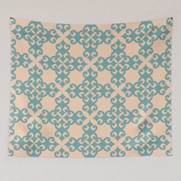 Item preview, Chinese inspired pattern turquoise beige designed and sold by Digitally-Me.