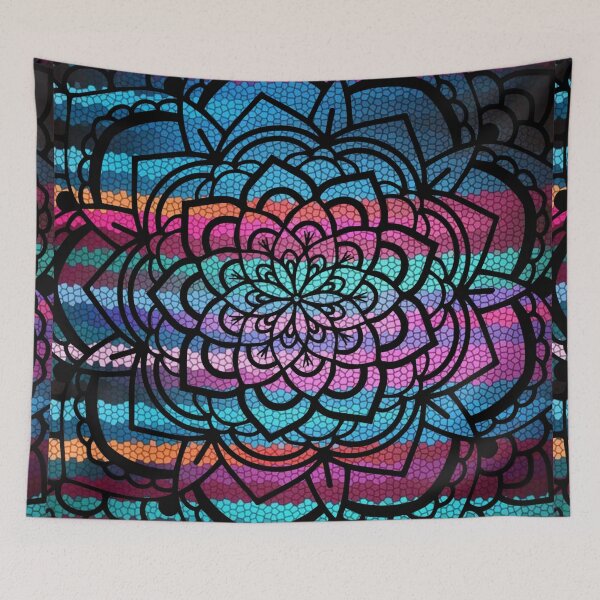 Item preview, Multi-Color Striped Mandala Flower designed and sold by LemonFun.