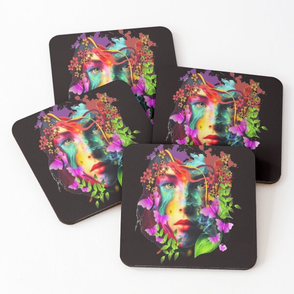 Item preview, Botanical Face Abstraction,  Bohemian design, Abstraction, bold colorful abstract playful design inspired by nature designed and sold by Adri Barnard.