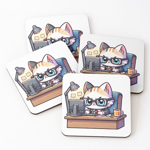 Item preview, Cute and kawaii programmer cat who works hard designed and sold by perfect-radius.
