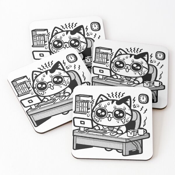 Item preview, Cute and kawaii busy programmer cat, engineer, working hard overtime designed and sold by perfect-radius.