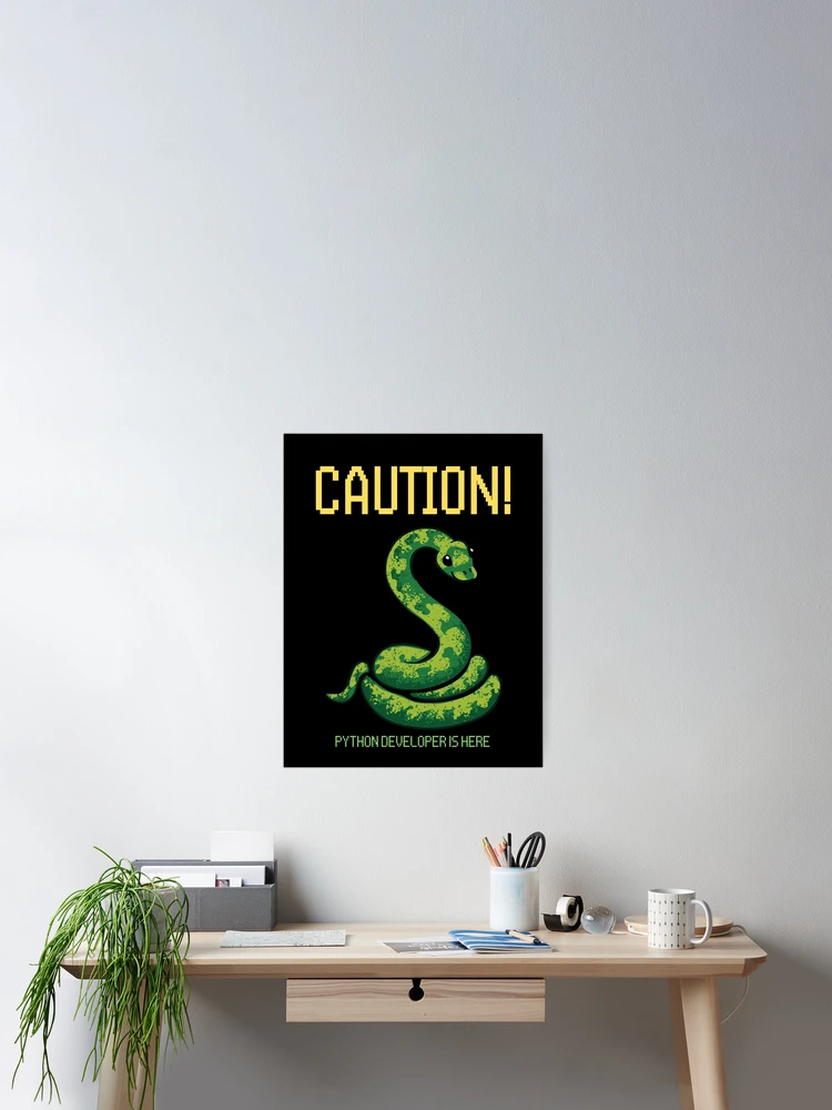Thumbnail 2 of 3, Poster, Python developer is here designed and sold by Redstrawberry13.